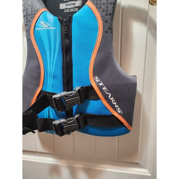 STEARNS Youth Boating Vest 50-90 lbs - Aqua Blue Type III PFD Ski Vest - Picture 2 of 5